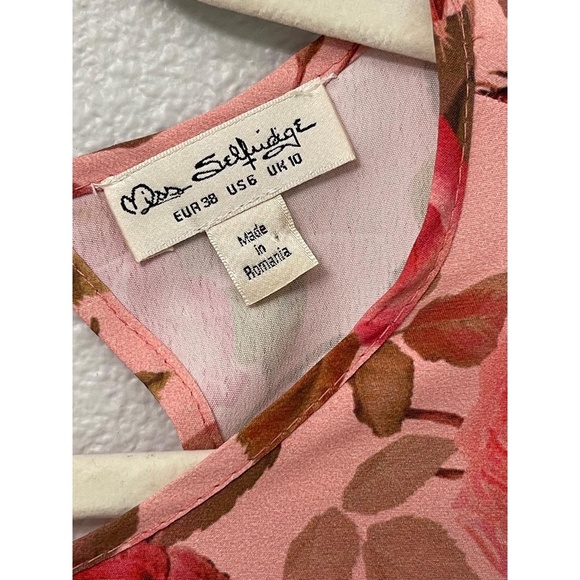 Miss Selfridge Womens Dress US 6 Pink Floral Ruffle Mini Long Sleeve Boho - Picture 5 of 9